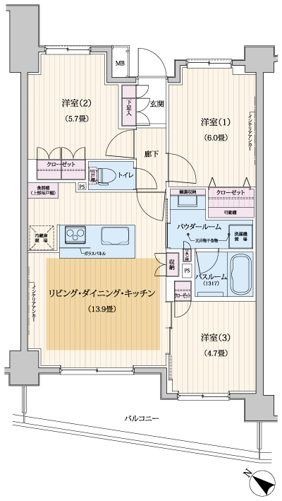 Floor: 3LDK, the area occupied: 64.2 sq m, Price: 43,100,000 yen, now on sale