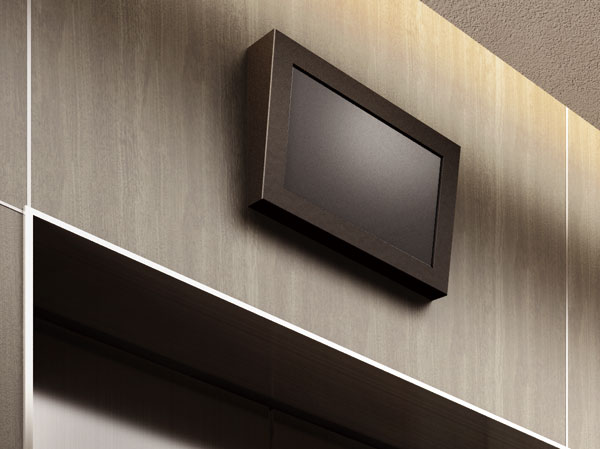 Security.  [I want to ride from sure what people are riding on the elevator] Install the monitor to project the situation in the elevator on the first floor of the elevator hall. You can check the congestion situation and suspicious person. Etc. In addition, if you were a suspicious person in the doorway of the apartment, Auto-locking doors wind dividing chamber entrance has a design that suspicious person by separating the inlet and outlet is less likely to penetrate to prevent pass each other of. (Elevator TV monitor / Elevator Hall Rendering CG)