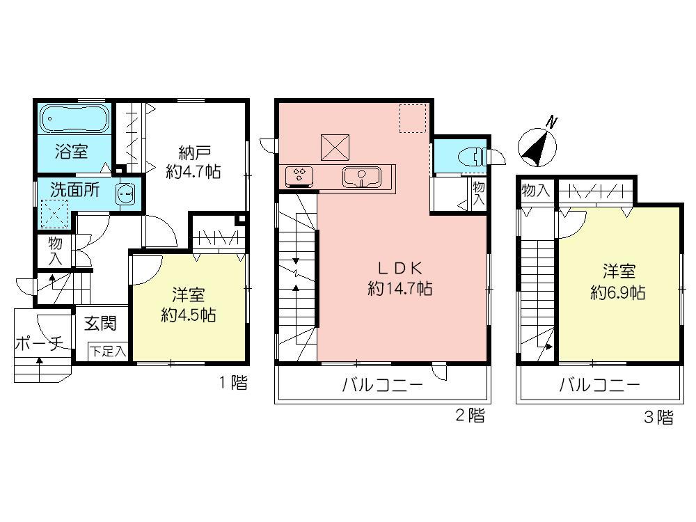 Floor plan. (Building 2), Price 37,800,000 yen, 2LDK+S, Land area 57.7 sq m , Building area 78.08 sq m