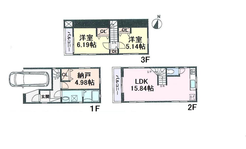 Floor plan. (C Building), Price 34,800,000 yen, 2LDK+S, Land area 49.02 sq m , Building area 84 sq m