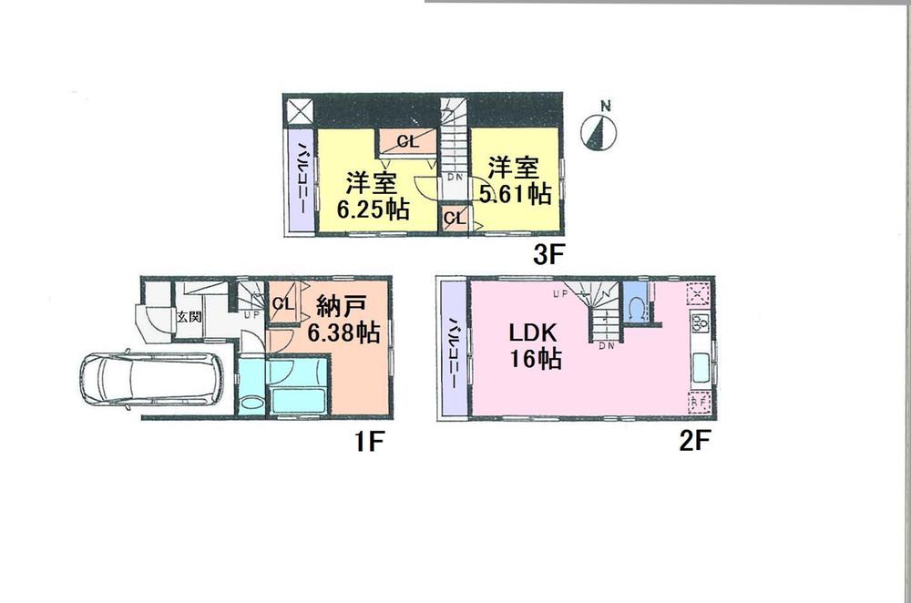 Floor plan. (A Building), Price 37,800,000 yen, 2LDK+S, Land area 49.38 sq m , Building area 84.43 sq m