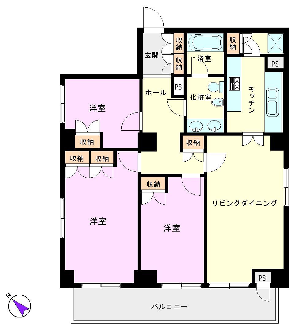 Floor plan. 3LDK, Price 34,800,000 yen, Occupied area 95.63 sq m , Balcony area 12.75 sq m