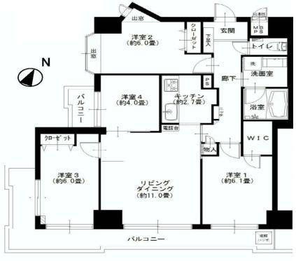 Floor plan. 4LDK, Price 32,900,000 yen, Occupied area 79.31 sq m , Balcony area 15.9 sq m