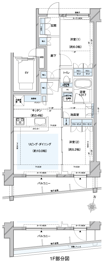 Floor: 2LDK, occupied area: 58.36 sq m
