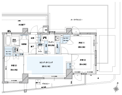 Floor: 3LDK + 2WIC, occupied area: 63.03 sq m
