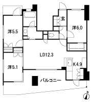 Floor: 3LDK + WIC, the occupied area: 72.86 sq m
