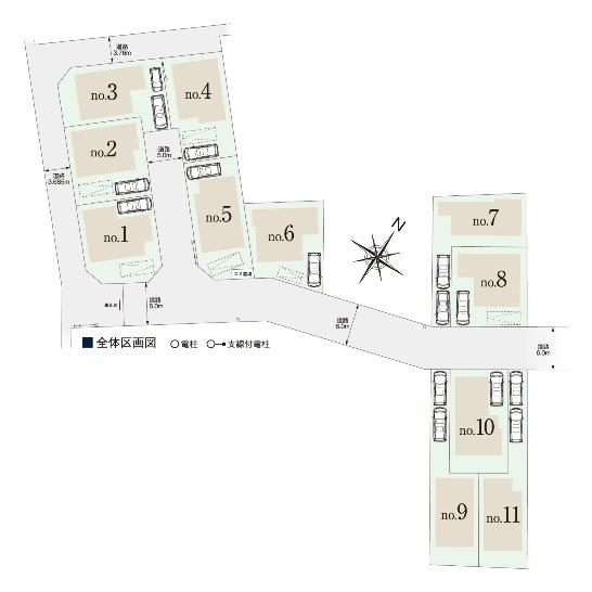 The entire compartment Figure. The entire compartment Figure ventilation ・ South-facing site placement in consideration for lighting. All 11 House, Affluent life of the site 36 square meters more than
