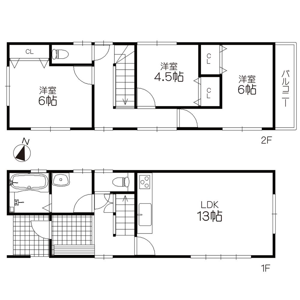Floor plan. 25,800,000 yen, 3LDK, Land area 68.36 sq m , Building area 77.76 sq m