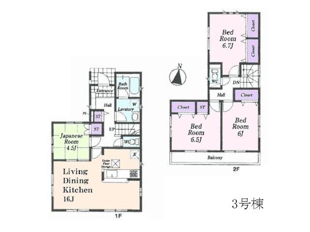 Floor plan. (3), Price 31,800,000 yen, 4LDK, Land area 104.34 sq m , Building area 95.98 sq m