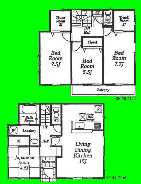 Floor plan. (2), Price 36,800,000 yen, 4LDK+S, Land area 104.33 sq m , Building area 97.2 sq m