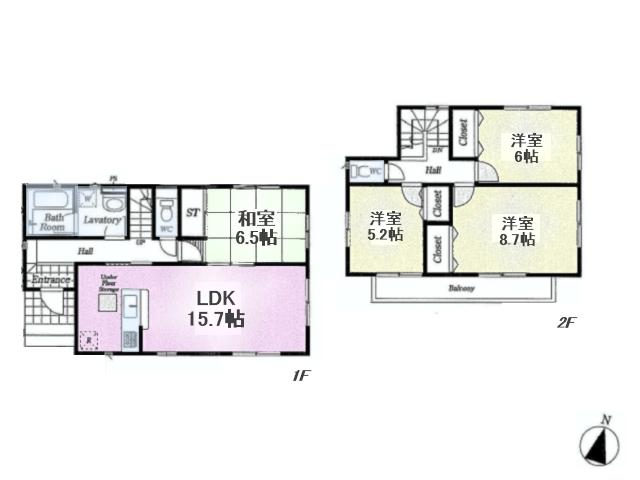 Floor plan. 37,800,000 yen, 4LDK, Land area 134.36 sq m , Building area 97.19 sq m
