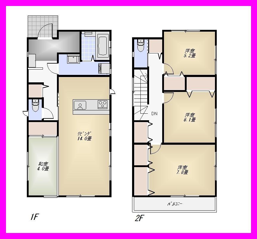 Floor plan. (1 Building), Price 39,800,000 yen, 4LDK, Land area 122.26 sq m , Building area 95.57 sq m
