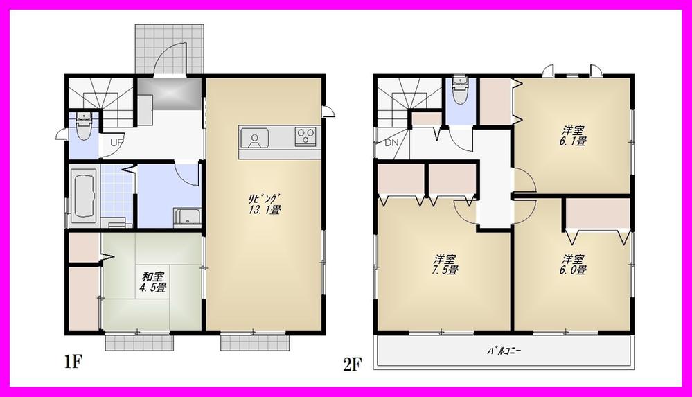 Floor plan. (Building 2), Price 36,800,000 yen, 4LDK, Land area 114.07 sq m , Building area 91.12 sq m