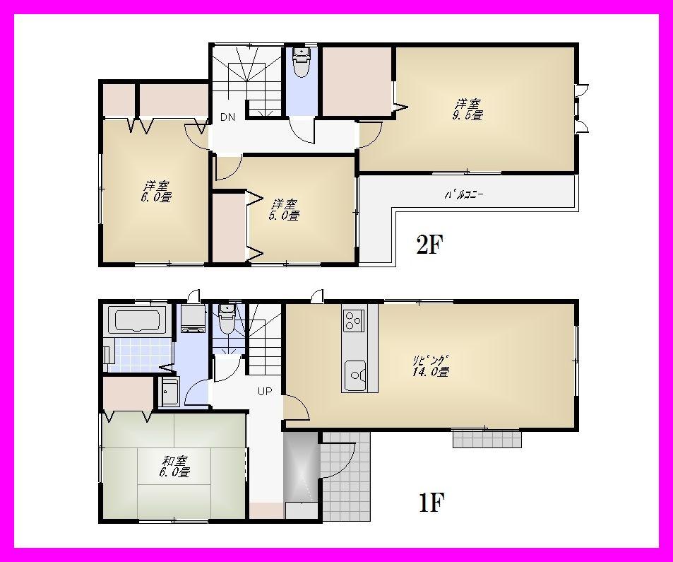 Floor plan. (3 Building), Price 37,800,000 yen, 4LDK, Land area 115.93 sq m , Building area 96.79 sq m