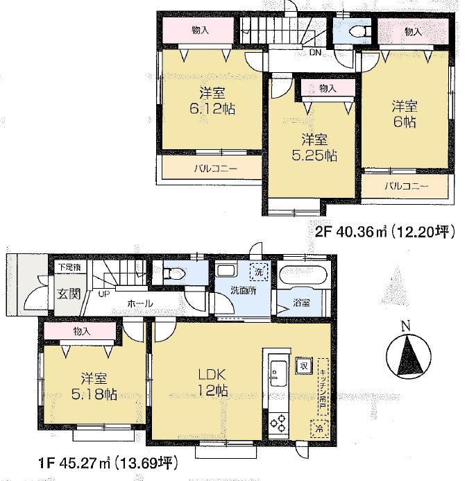 Floor plan. (C Building), Price 35,800,000 yen, 4LDK, Land area 121.23 sq m , Building area 85.63 sq m