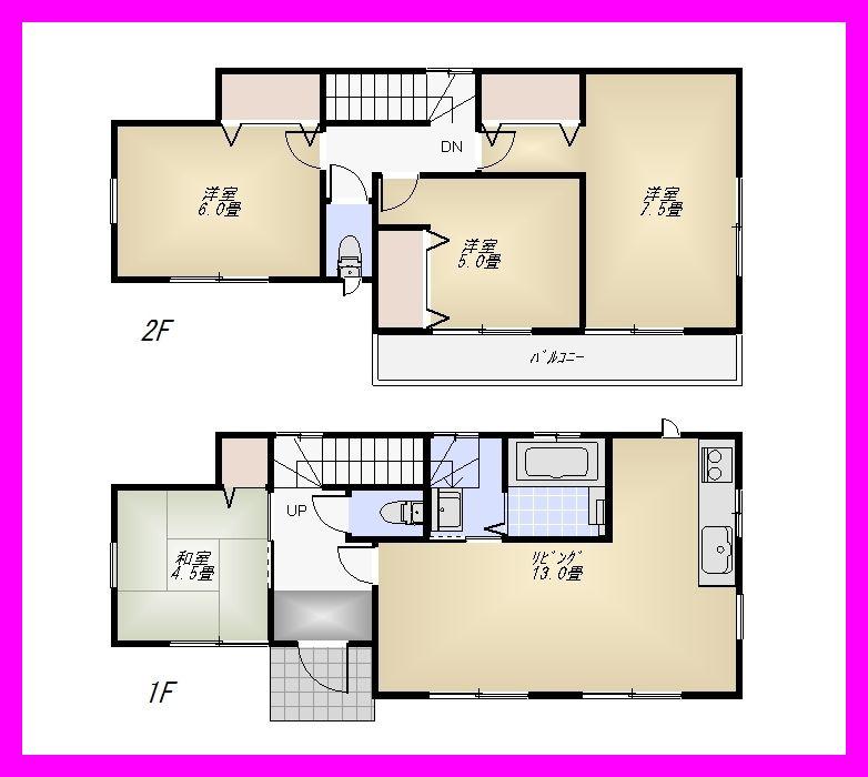 Floor plan. (4 Building), Price 42,800,000 yen, 4LDK, Land area 110.2 sq m , Building area 87.76 sq m