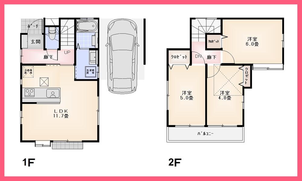 Floor plan. (A Building), Price 31,800,000 yen, 3LDK, Land area 79.46 sq m , Building area 63.38 sq m