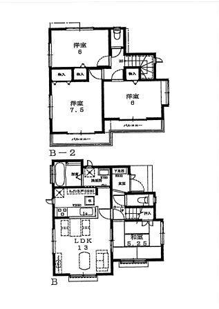 Floor plan. (B Building), Price 38,300,000 yen, 4LDK, Land area 108.45 sq m , Building area 84.46 sq m