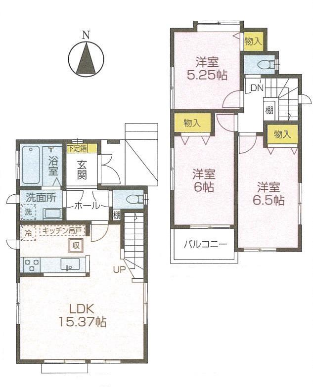 Floor plan. Price 37,800,000 yen, 3LDK, Land area 99.02 sq m , Building area 78.87 sq m