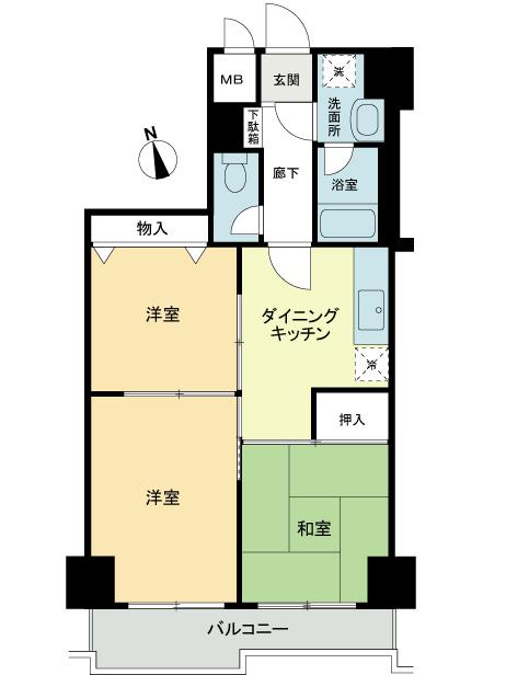 Floor plan. 3DK, Price 14.8 million yen, Occupied area 48.58 sq m , Balcony area 5.63 sq m
