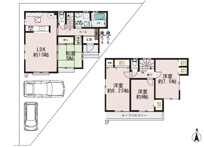Floor plan. 34,800,000 yen, 4LDK, Land area 117.83 sq m , Building area 98.12 sq m