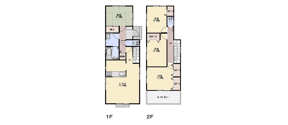 Floor plan. (1 Building), Price 44,800,000 yen, 4LDK, Land area 197.03 sq m , Building area 103.5 sq m