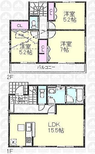 Floor plan. (1 Building), Price 35,800,000 yen, 3LDK, Land area 102.01 sq m , Building area 78.97 sq m