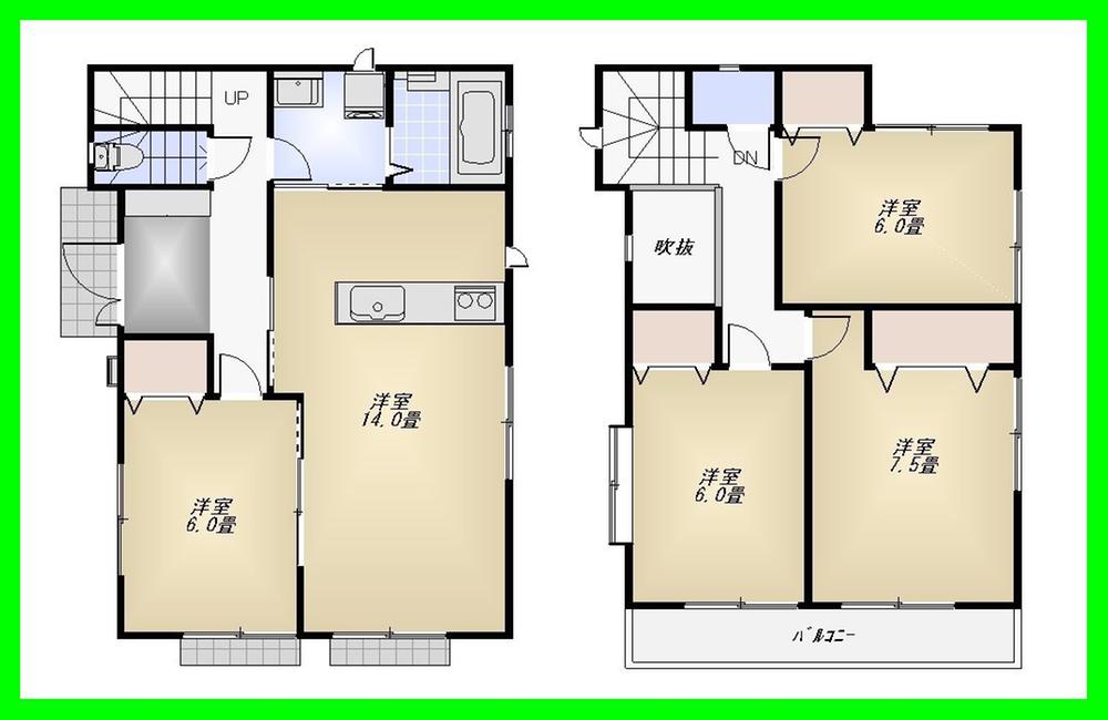 Floor plan. (Building 2), Price 36,800,000 yen, 4LDK, Land area 120.28 sq m , Building area 96.67 sq m