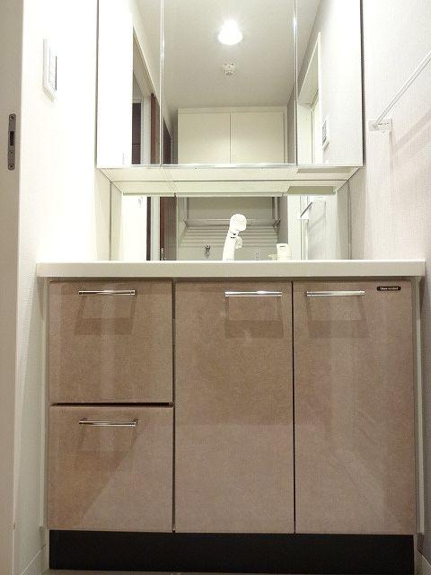 Wash basin, toilet. Bathroom vanity