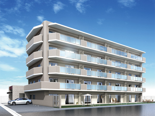 Buildings and facilities. Public facilities in the center of the station ・ Commercial facility, And location of a quiet residential area spread. West-facing low-rise five-story facing the residential area, "Claire Maison Ogawa". Function and quality to the comfort that was built up from the perspective of permanent residence. Fine life will start from lived that day. (Exterior view)