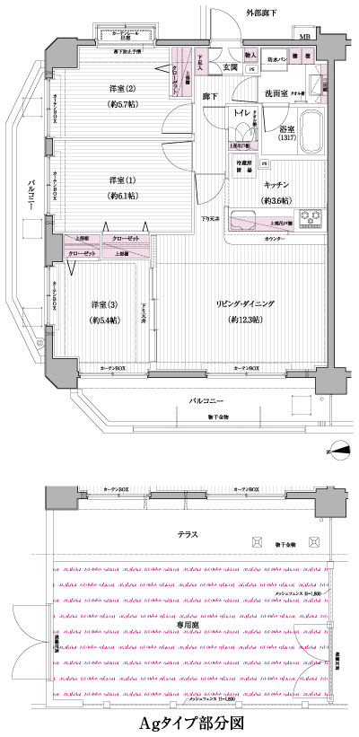 Floor: 3LDK, occupied area: 68.85 sq m