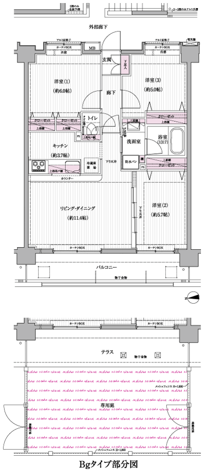 Floor: 3LDK, occupied area: 66.15 sq m