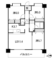 Floor: 3LDK, occupied area: 66.15 sq m