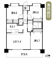 Floor: 3LDK, occupied area: 66.15 sq m