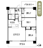 Floor: 2LDK + S, the occupied area: 68.82 sq m