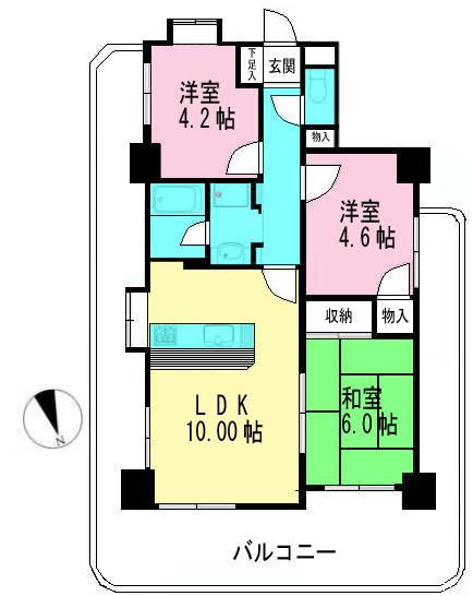 Floor plan. 3LDK, Price 15.9 million yen, Footprint 58.3 sq m , Balcony area 29.68 sq m