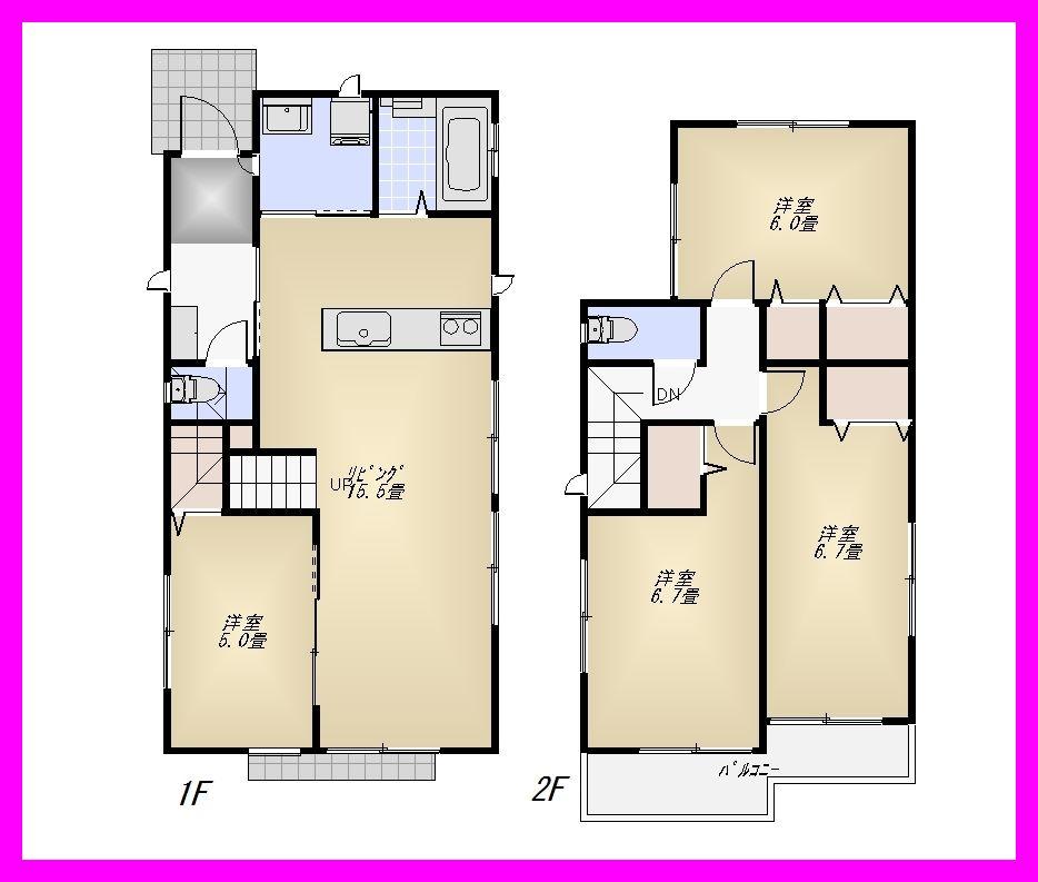 Floor plan. (B Building), Price 36,800,000 yen, 4LDK, Land area 119.26 sq m , Building area 91.91 sq m
