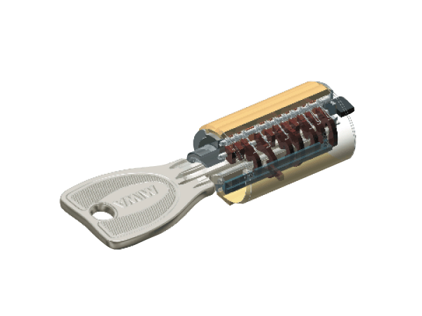 Security.  [Adopt a dimple cylinder key] Excellent in crime prevention, Effective as picking measures. Key, Operation since the insertion direction free reversible is also very smooth. (Conceptual diagram)