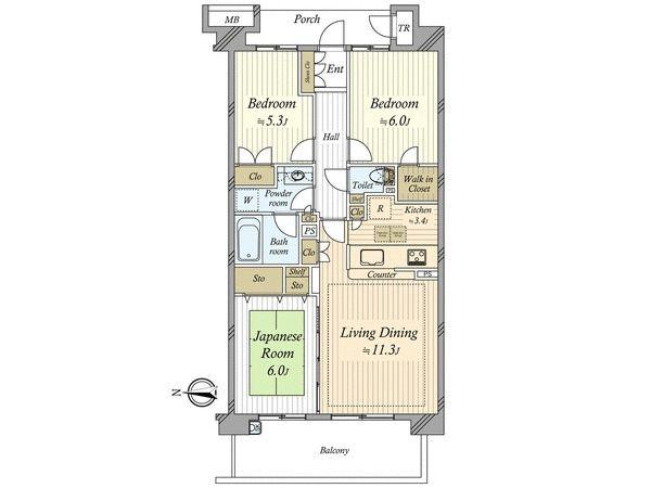 Floor plan. 3LDK, Price 32,800,000 yen, Occupied area 71.79 sq m , Balcony area 11.6 sq m floor plan