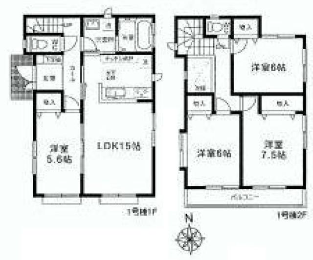 Floor plan. (1 Building), Price 36,800,000 yen, 4LDK, Land area 120.23 sq m , Building area 96.67 sq m