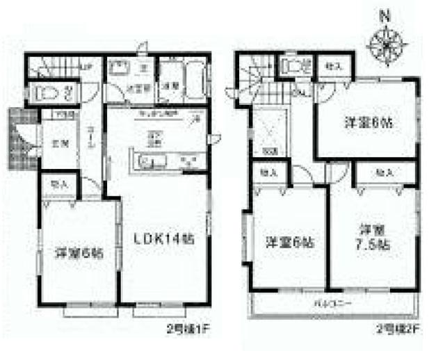 Floor plan. (Building 2), Price 36,800,000 yen, 4LDK, Land area 120.28 sq m , Building area 96.67 sq m