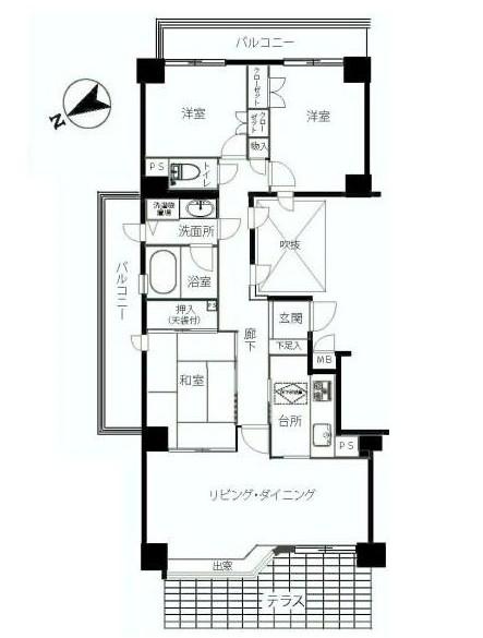 Floor plan. 3LDK, Price 22,800,000 yen, Occupied area 81.16 sq m , Balcony area 15.72 sq m