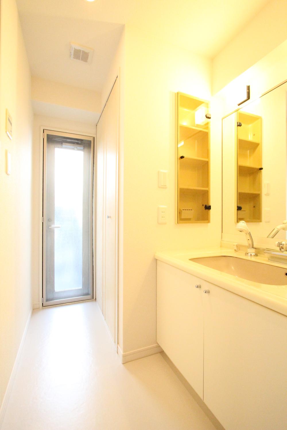 Wash basin, toilet. Interior