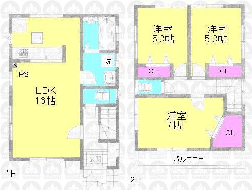 Floor plan. (1 Building), Price 46,800,000 yen, 3LDK, Land area 102.64 sq m , Building area 80.31 sq m