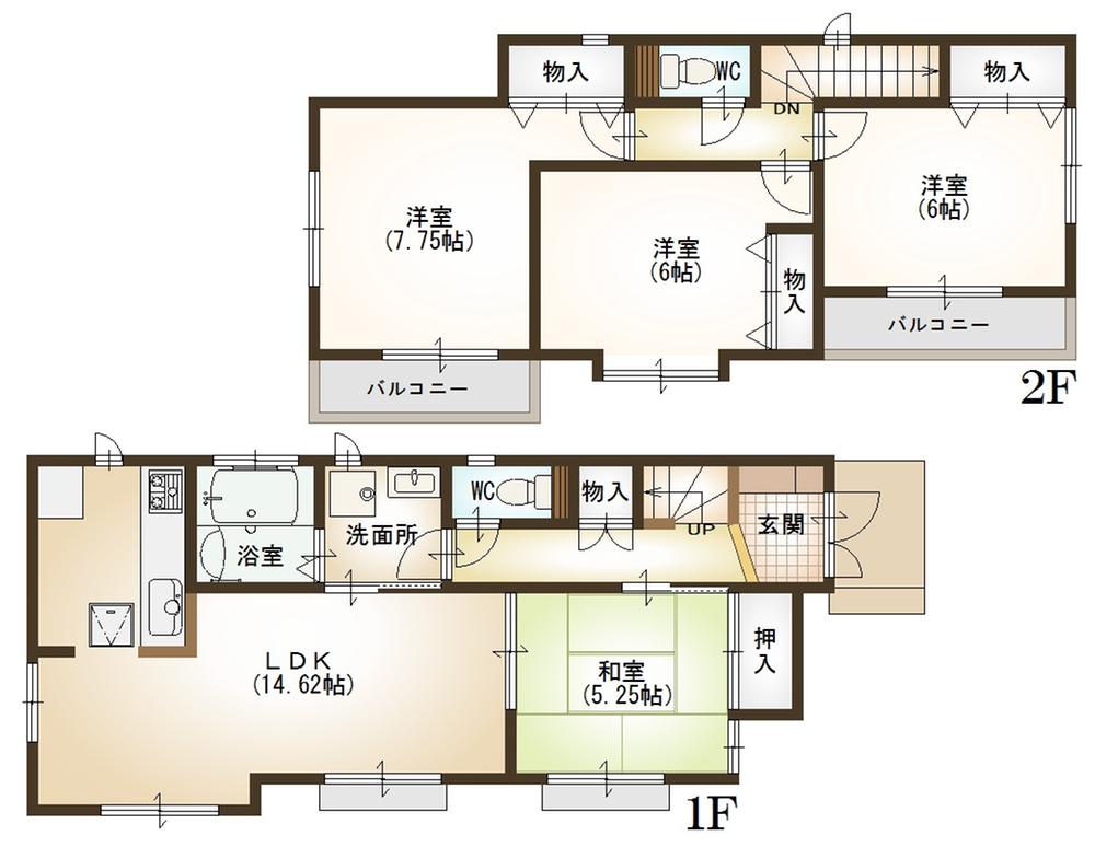 Floor plan. 49,800,000 yen, 4LDK, Land area 129.77 sq m , Building area 95.01 sq m