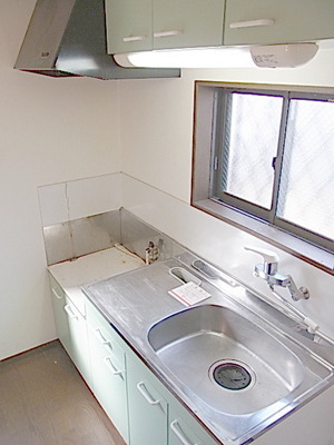 Kitchen. Two-burner gas stove installation Allowed Kitchen