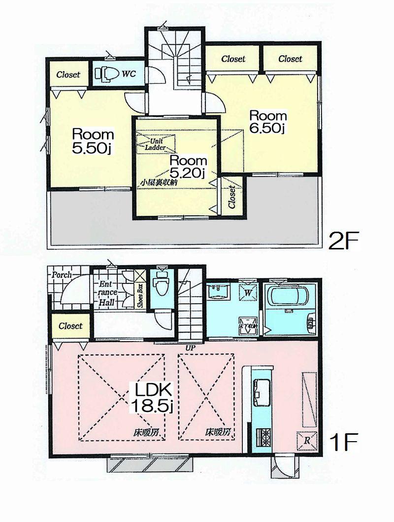 Floor plan. 47,800,000 yen, 3LDK, Land area 108.1 sq m , Building area 86.46 sq m