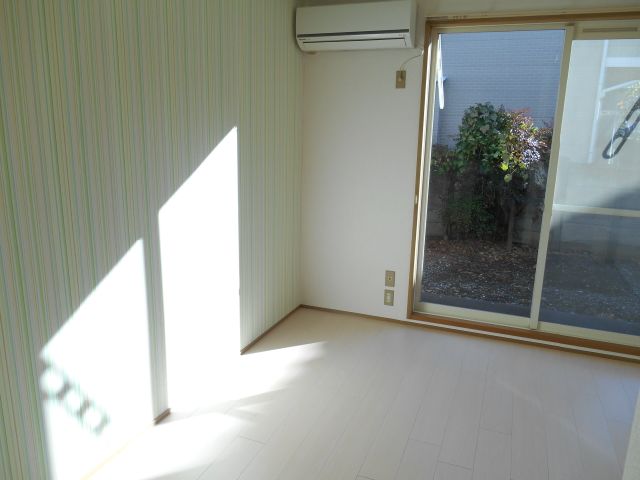 Living and room. Accent Cross and white flooring of stylish pattern