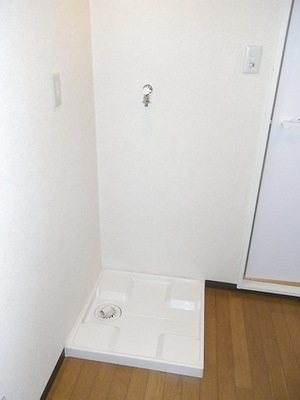 Washroom. Washing machine in the room