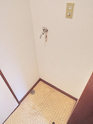 Washroom. Washing machine in the room